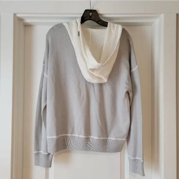 NWT! 360 CASHMERE Zipup colorblock Hoodie Tulah Sweater Ivory Size Small